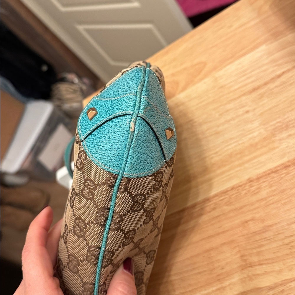 AUTHENTIC Gucci Tan and Teal Jackie Shoulder Bag - Picture 11 of 12